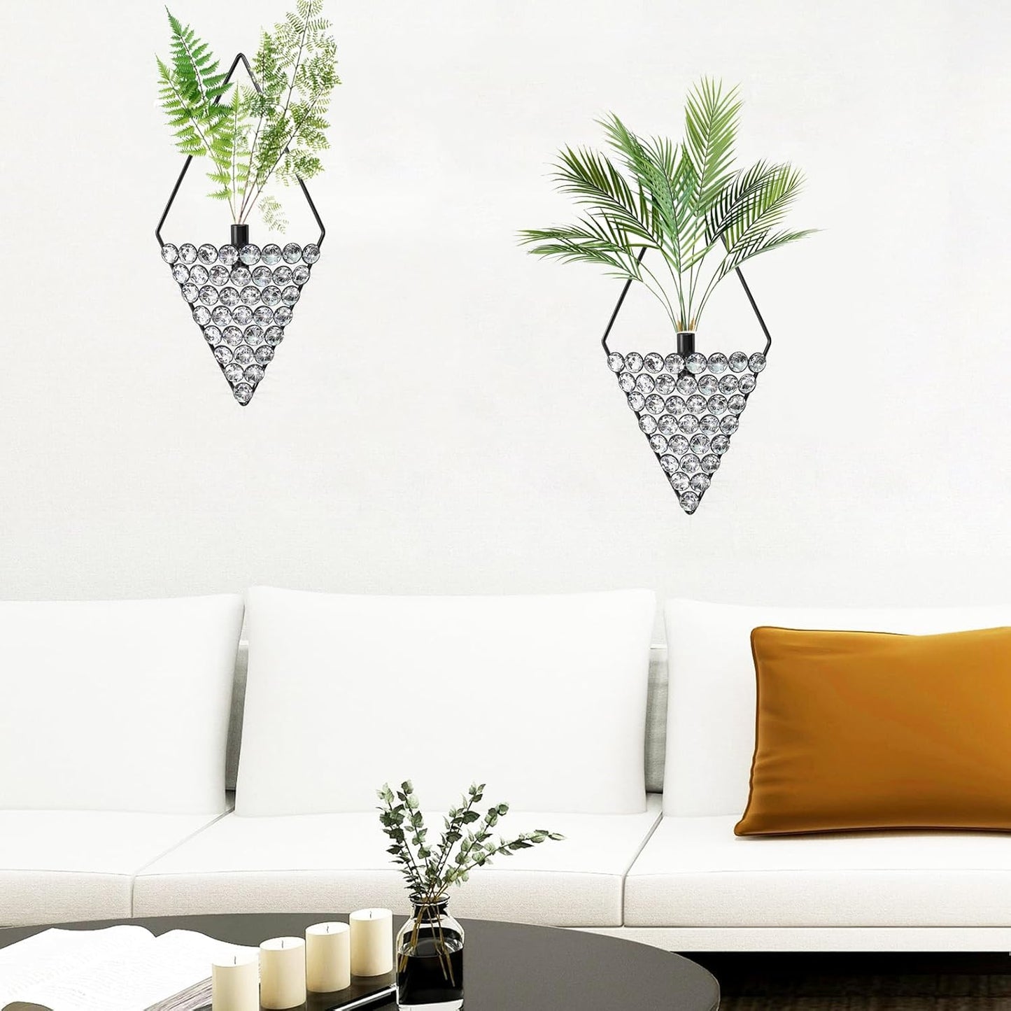 2 Macetas Colgantes Bohemias Pared Metal Decoración Moderna