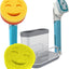 Manija dispensador jabón con mango esponja sonriente azul
