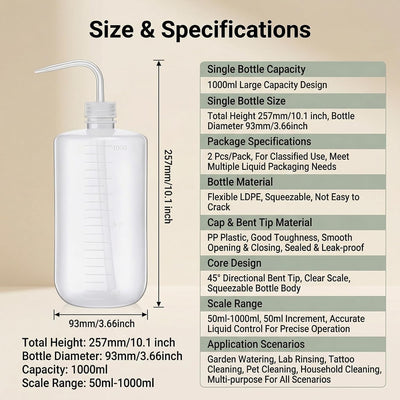 2 Botellas Plástico Vacío 33.8oz Riego Doble Medición
