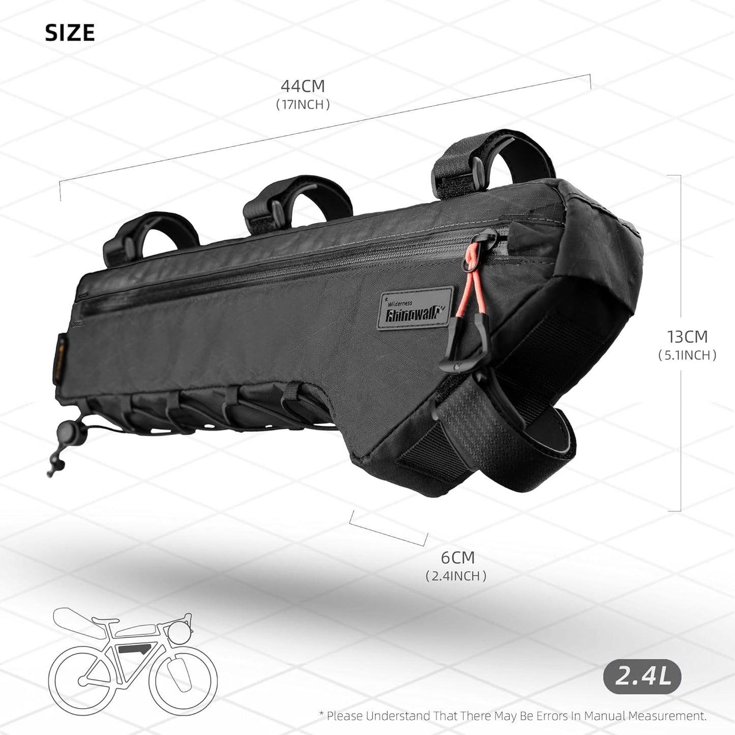 Bolsa triangular bicicleta MTB 2.4L con bolsillos malla
