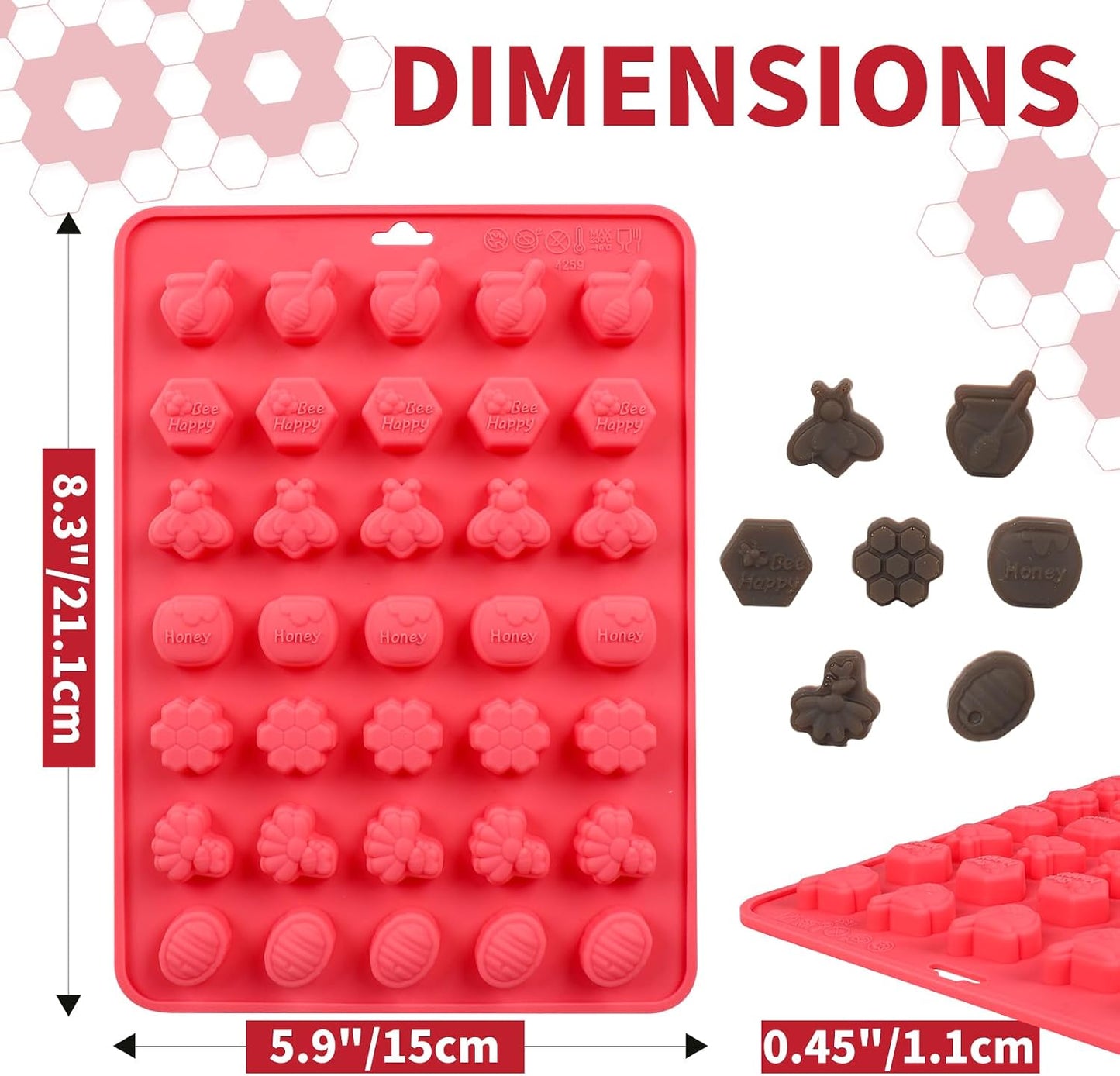 Molde silicona abeja 2 pzas para cupcakes y gomitas