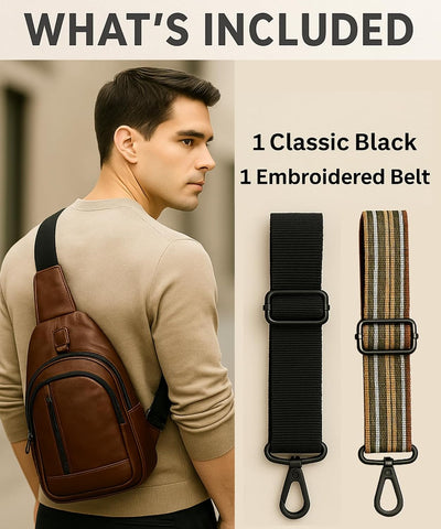 Bolso bandolera cuero genuino para hombre y mujer negro