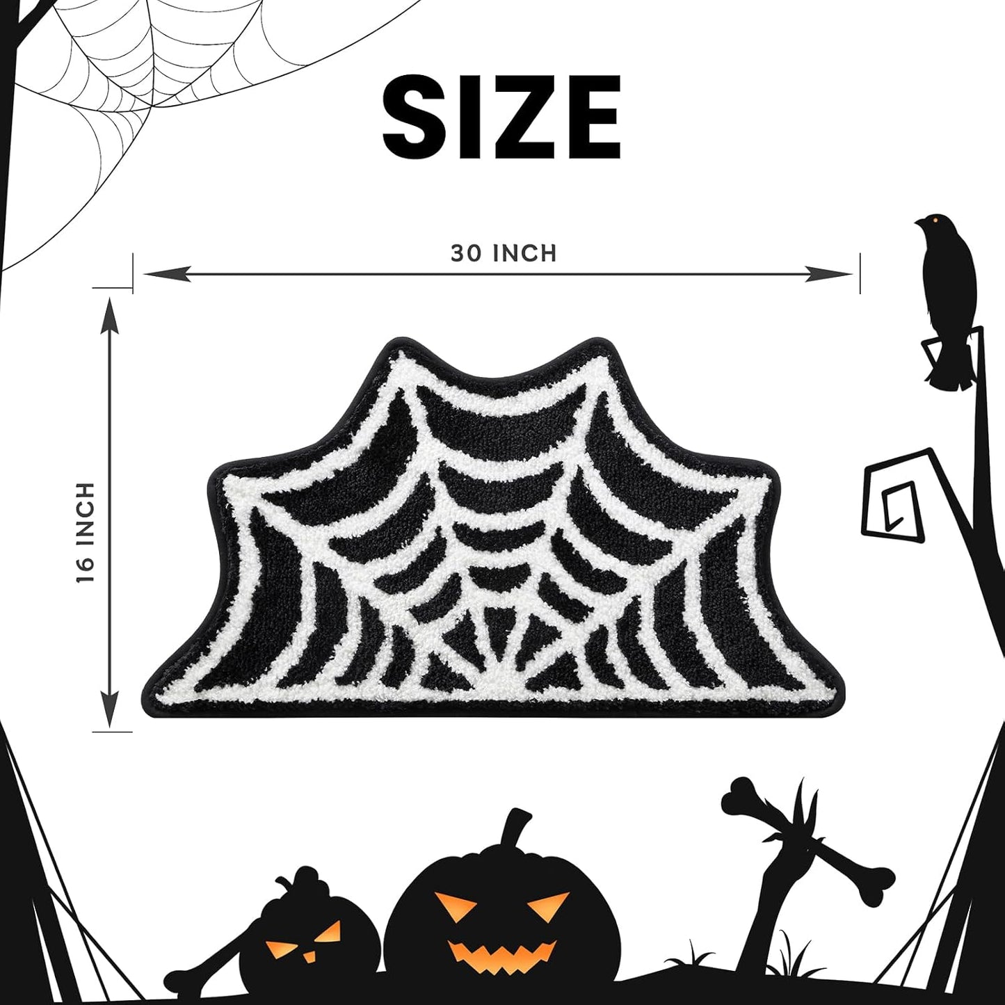 Alfombra baño tela araña 16x30pulg color negro antiderrap
