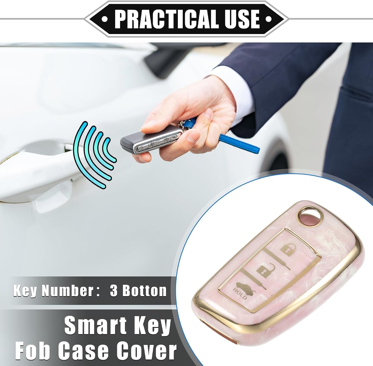 Funda llavero inteligente NISSAN 3 botones rosa