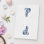 Toalla cocina floral azul y blanco con gato 40x61cm