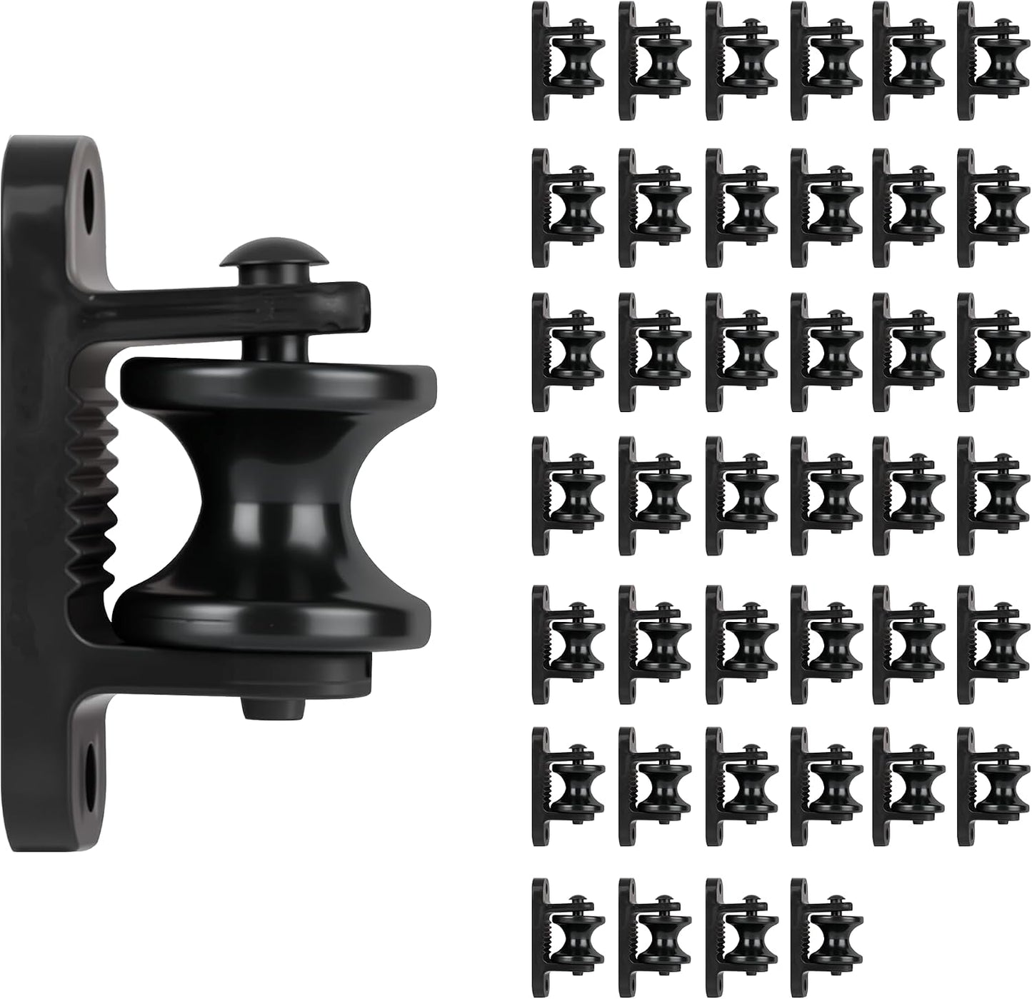 40 Aisladores Poste Madera Plástico Negro