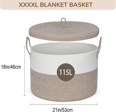 Cesta mimbre grande 21x18pulg con tapa para sala