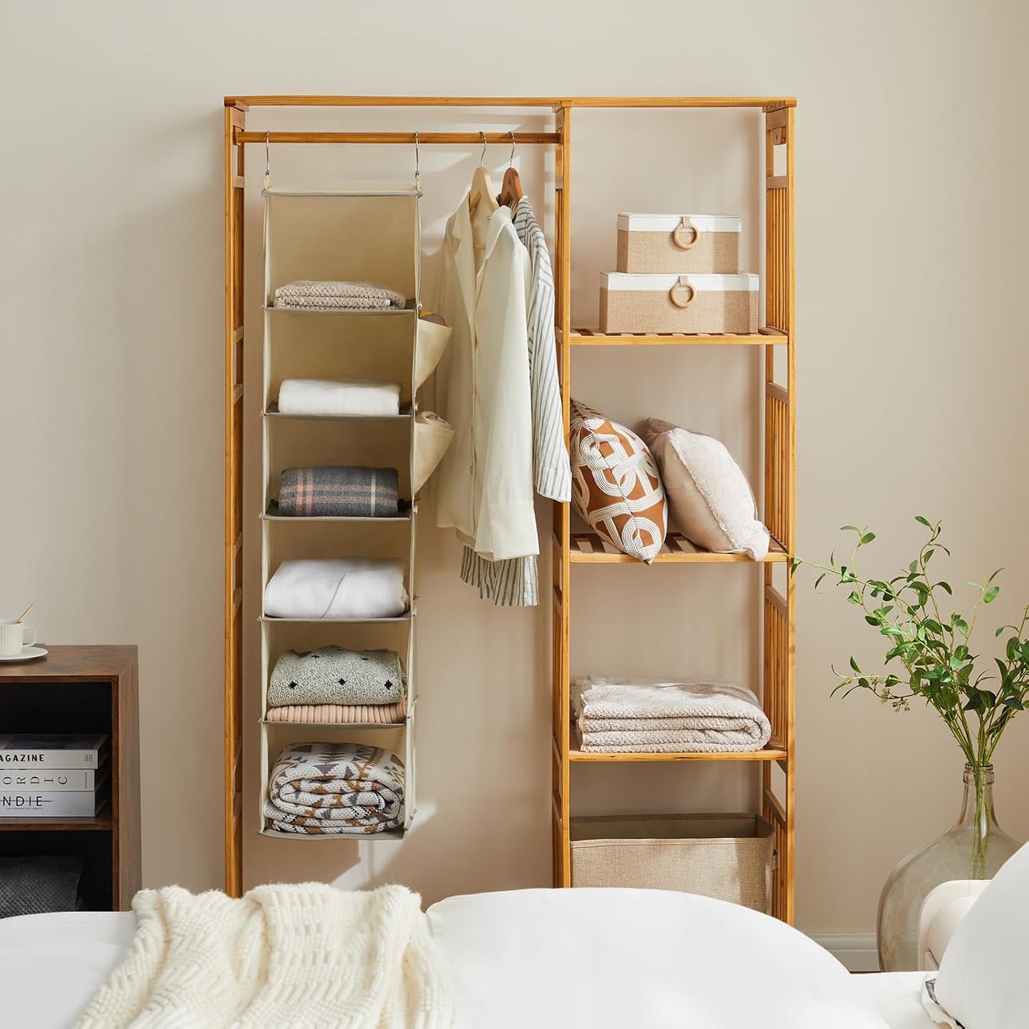 Organiz. colgante armario 6 estantes beige 2 pack