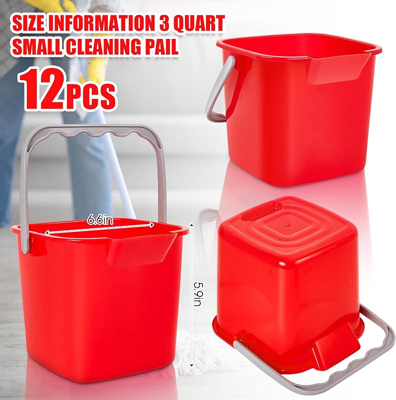 12 Pzas Cubos Desinfectantes Plástico 3qt Rojo