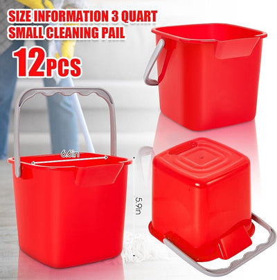 12 Pzas Cubos Desinfectantes Plástico 3qt Rojo