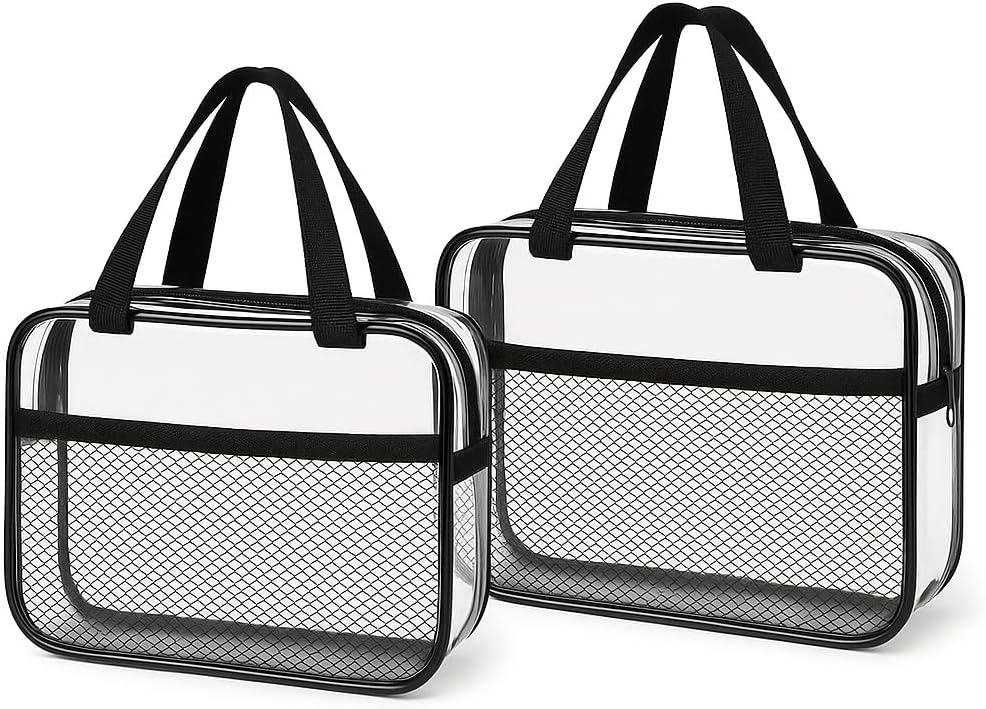 Bolsas aseo transparente TSA 3 pzas kit organizador PVC impermeable