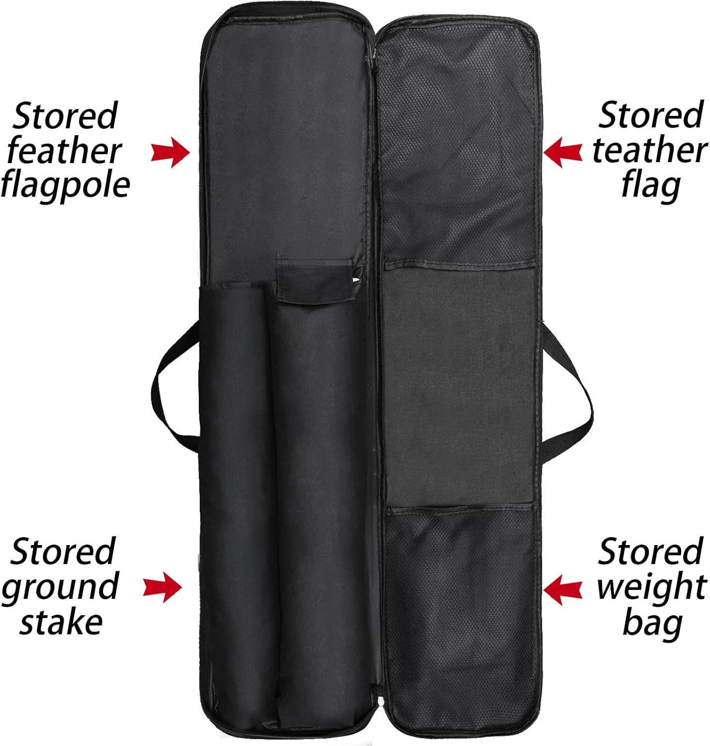Bolsa transporte bandera 37x8" mástil plumas