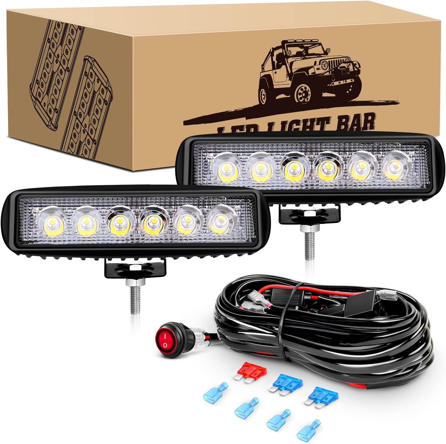 2 Luces LED Punto 18W Todoterreno con Cables 16AWG