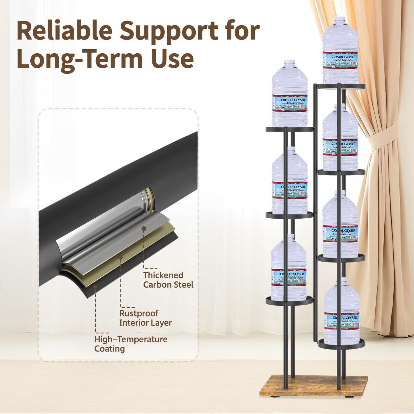Soporte plantas 7 niveles negro metal resistente torre vertical
