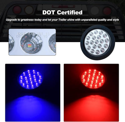 Luces traseras LED 4pulg rojas y azules para camión RV