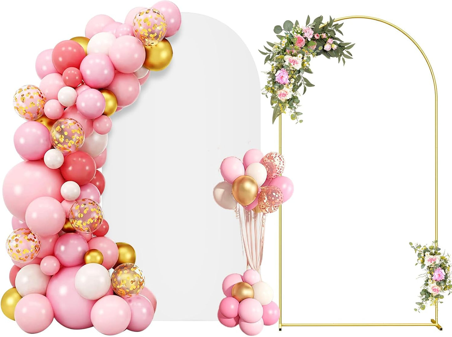 Soporte arco metal 7.2ft dorado con cubierta para boda y fiesta