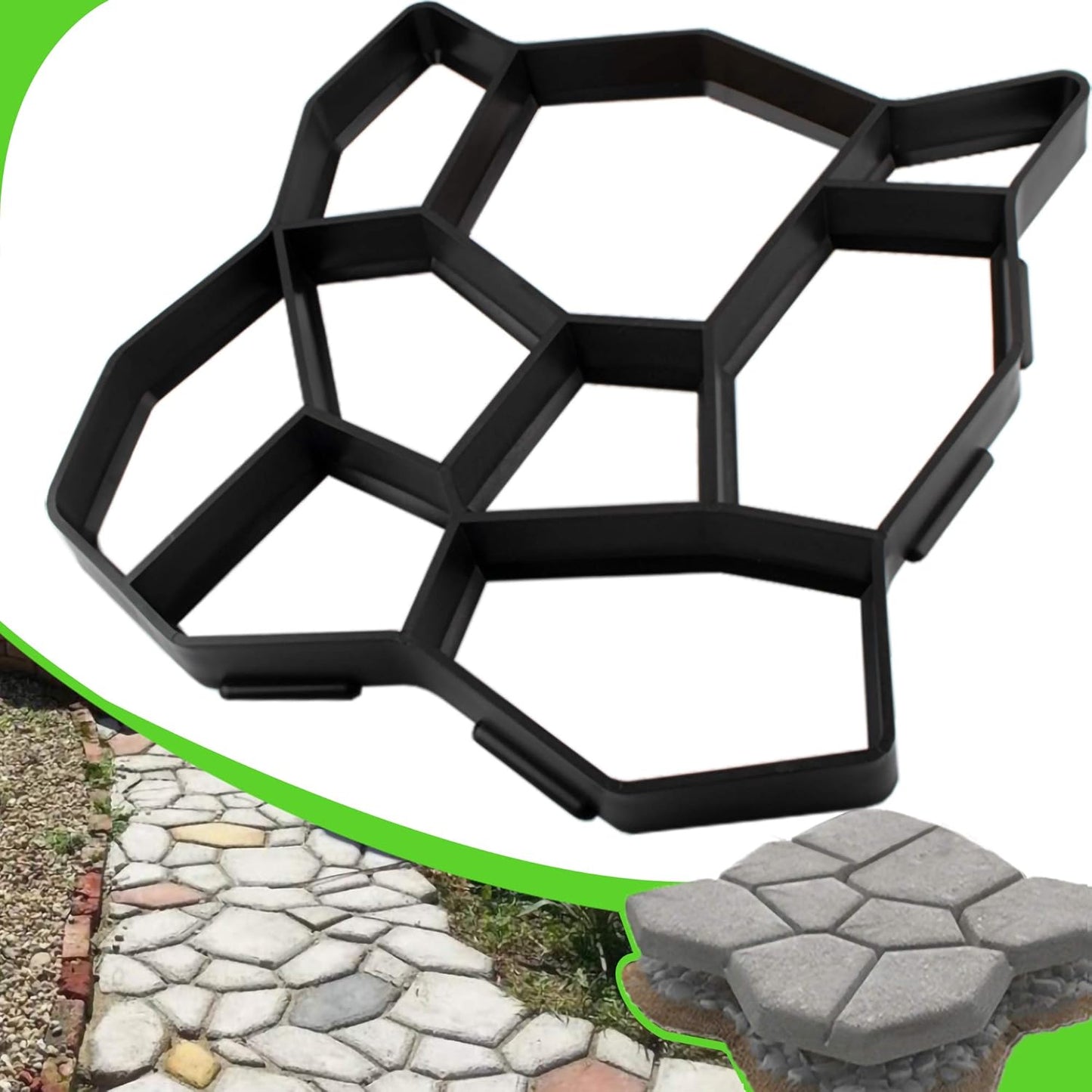 Molde piedra reutiliz. 19.6x19.6" jardín bricolaje
