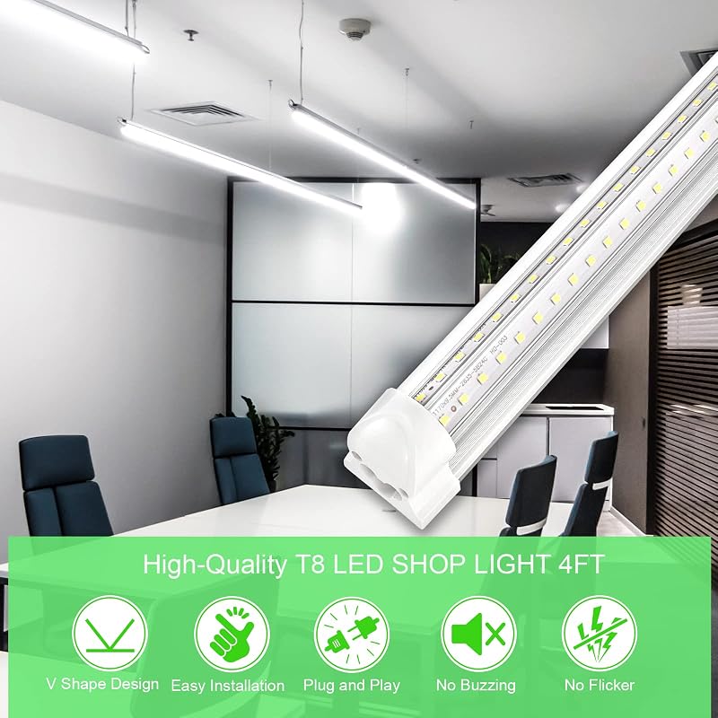 Luz LED tienda T8 40W 5000K forma V pack 4