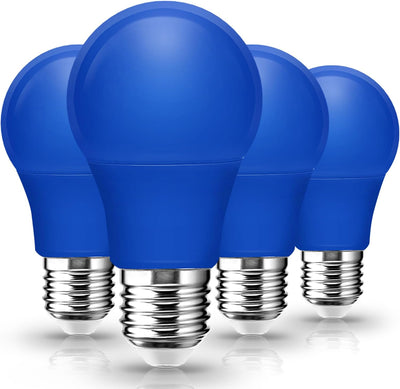 4 Pzas Bombilla LED Azul A19 E26 para Fiesta Hogar