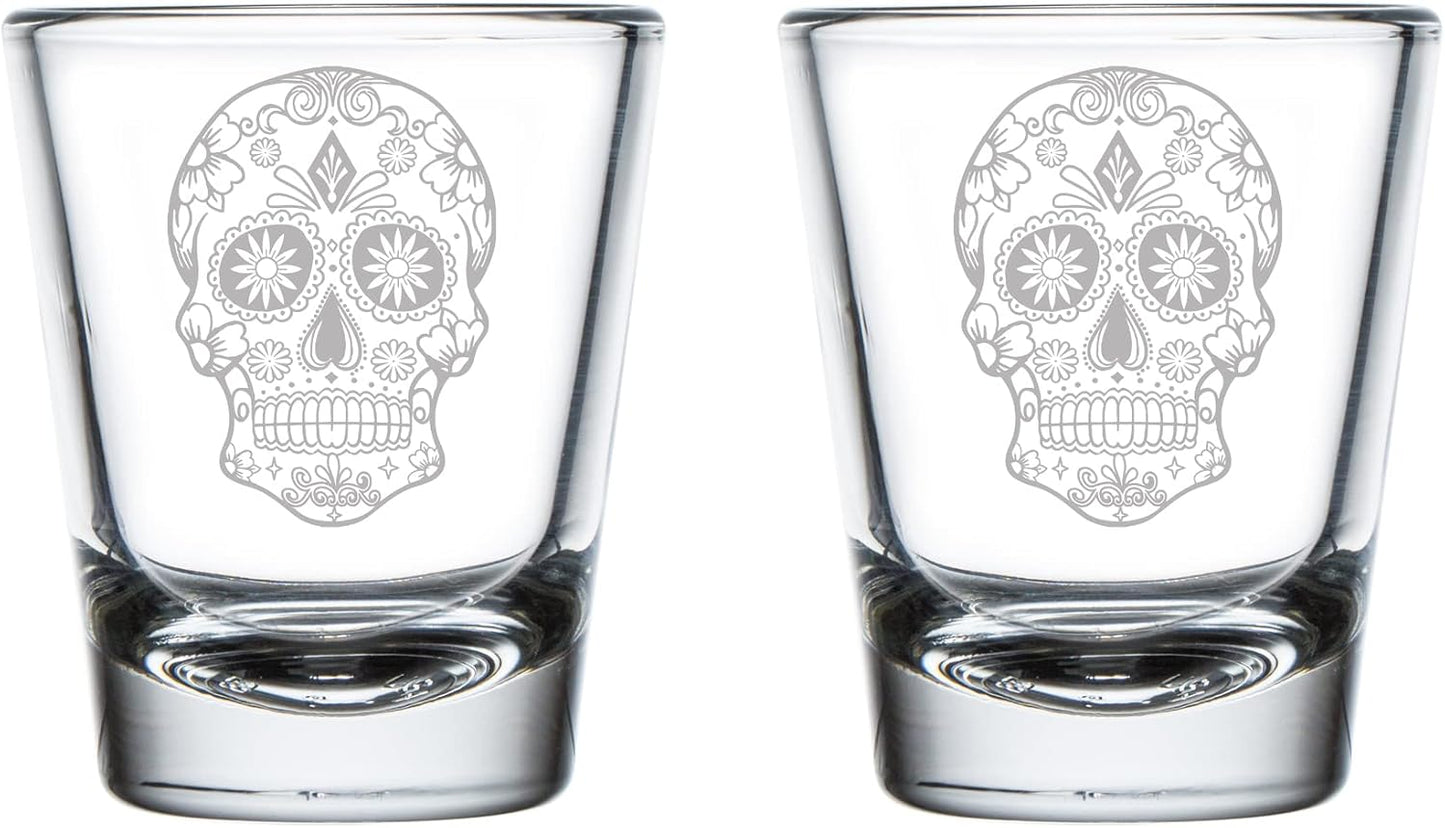 Set 2 vasos chupito 1.75oz azúcar y caramelo calavera