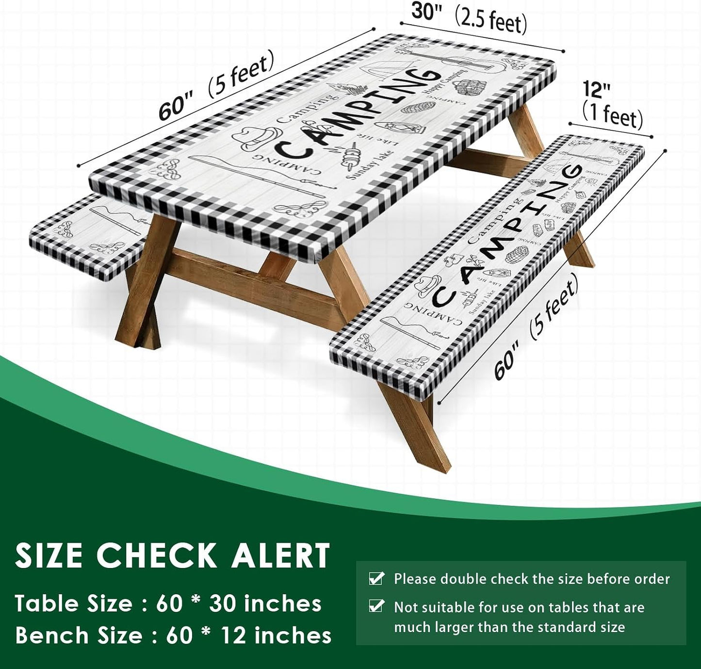 Funda mesa picnic con bancos elásticos 60" 3 Pzas
