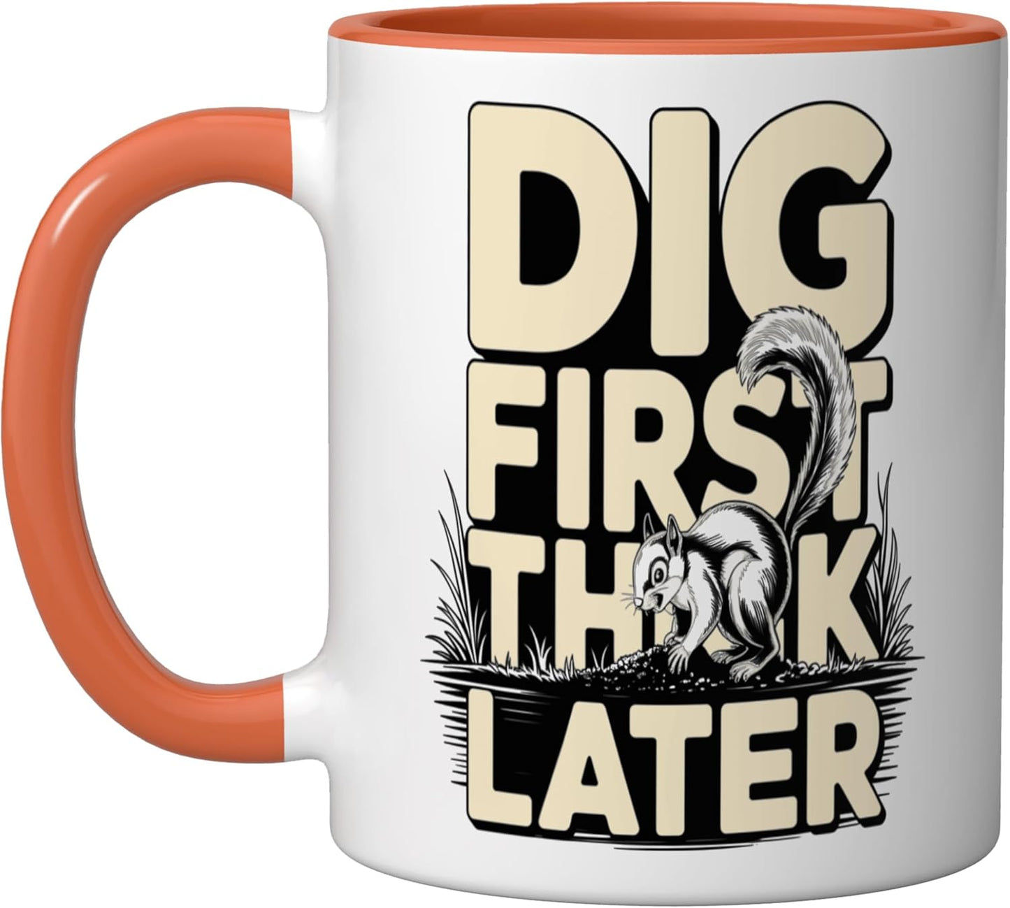 Taza Cerámica Humorística Ardilla Naranja/Blanca