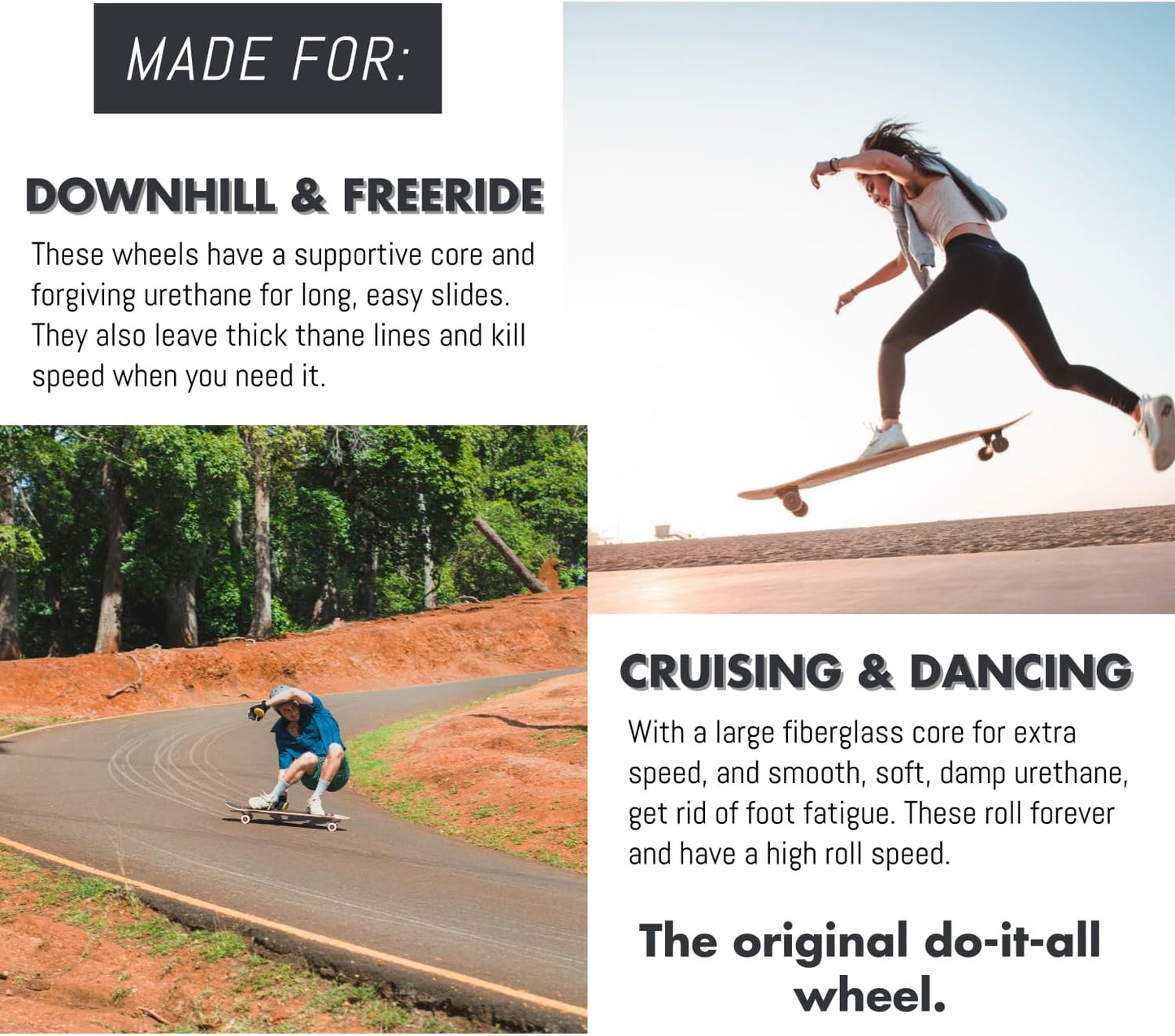 Rueda longboard 2.559" para deslizar freeride