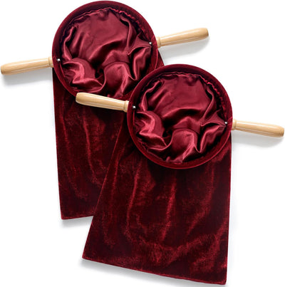 2 Pzas Bolsa Ofrenda Iglesia Asas Madera 15.75x7.87pulg Rojo