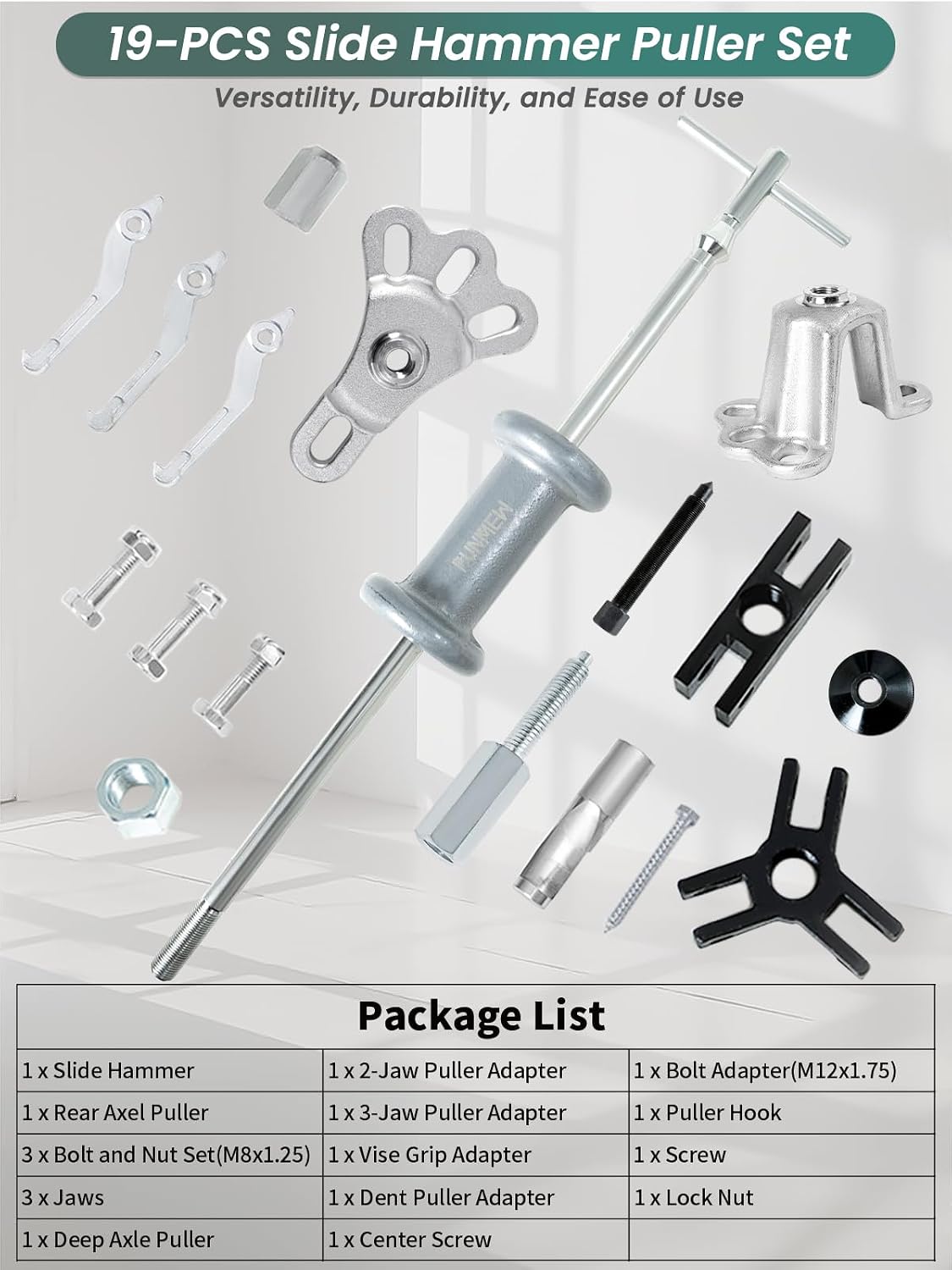Set extractor martillo deslizante 19 pzas removedor cubo