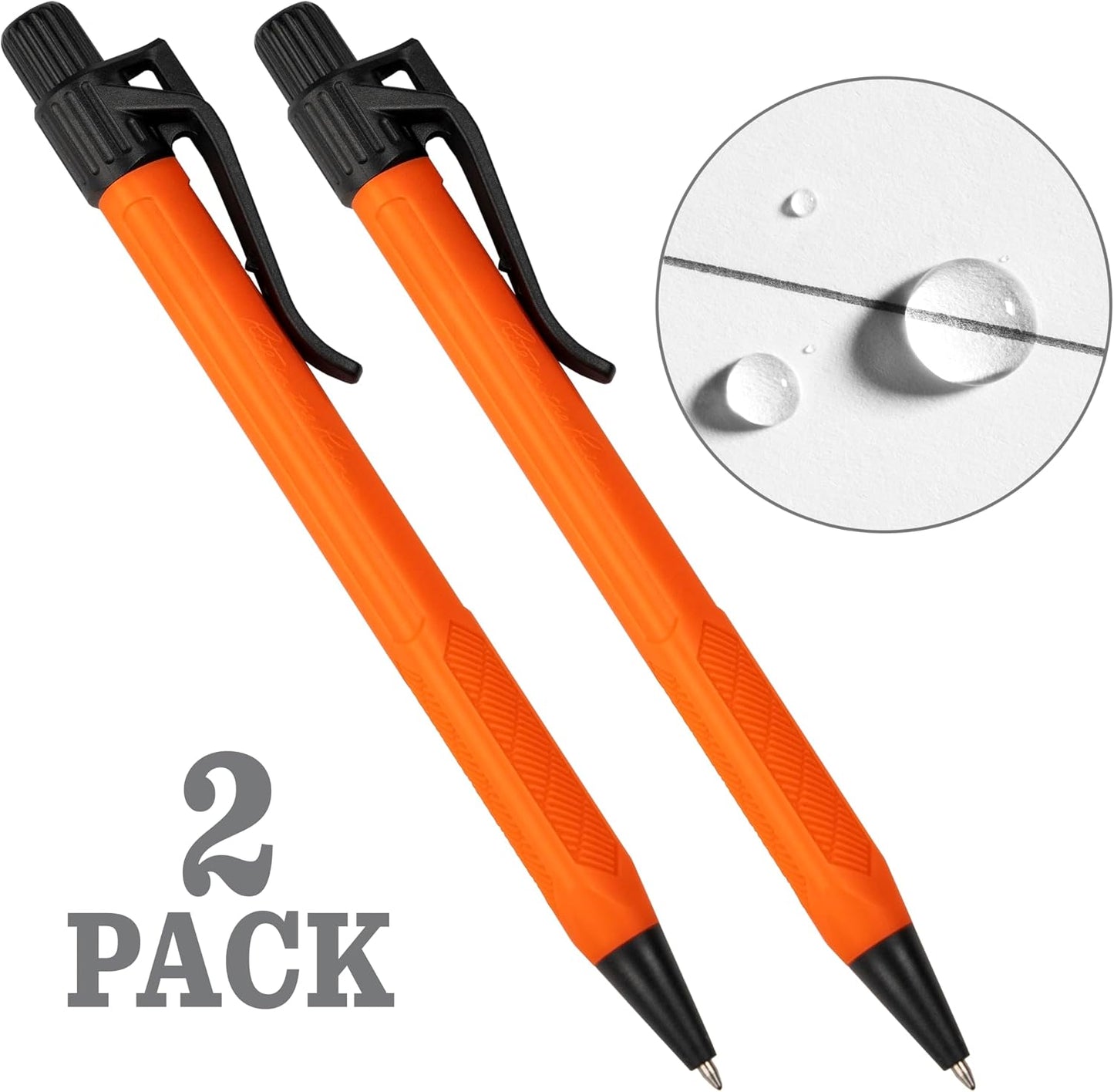 Bolígrafo clicker naranja resistente pack 2