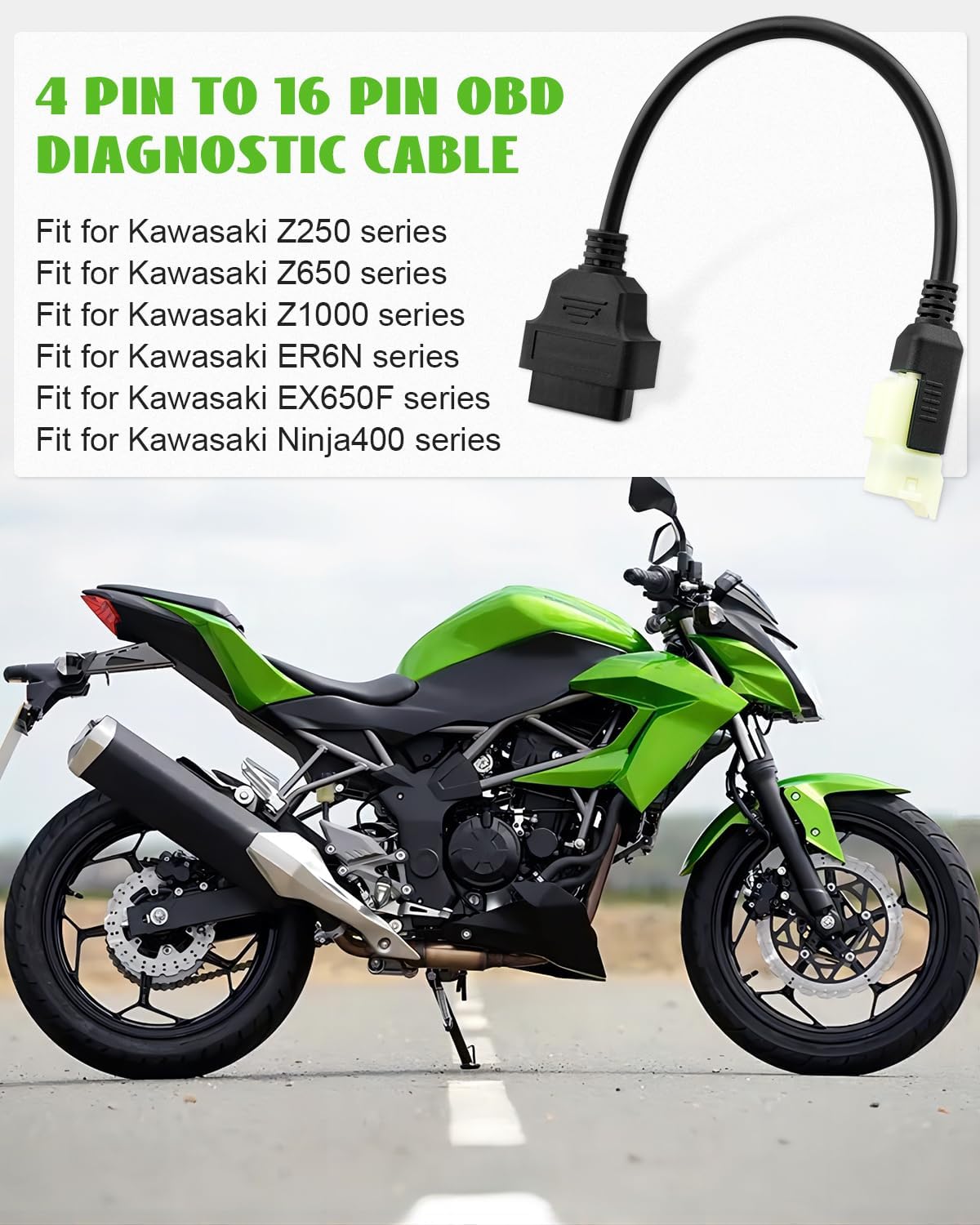 Cable diagnóstico OBD2 motocicleta Kawasaki Z250 Z650 Z1000