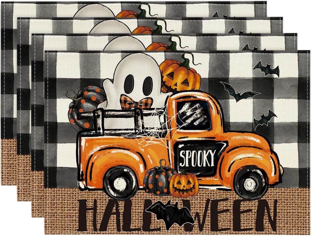 4 Manteles Halloween 12x18pulg Decoración Fiesta