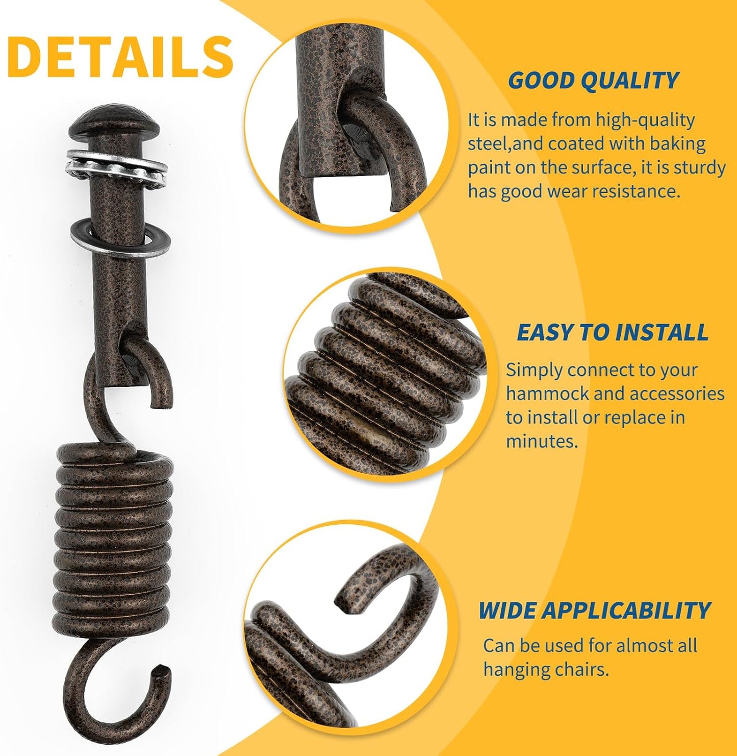 Kit colgar hamaca 500lb gancho resorte enchufe pasador