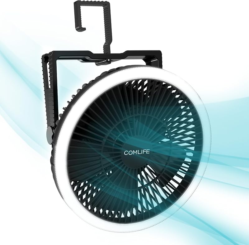 Ventilador portátil 8pulg con linterna LED 3 velocidades