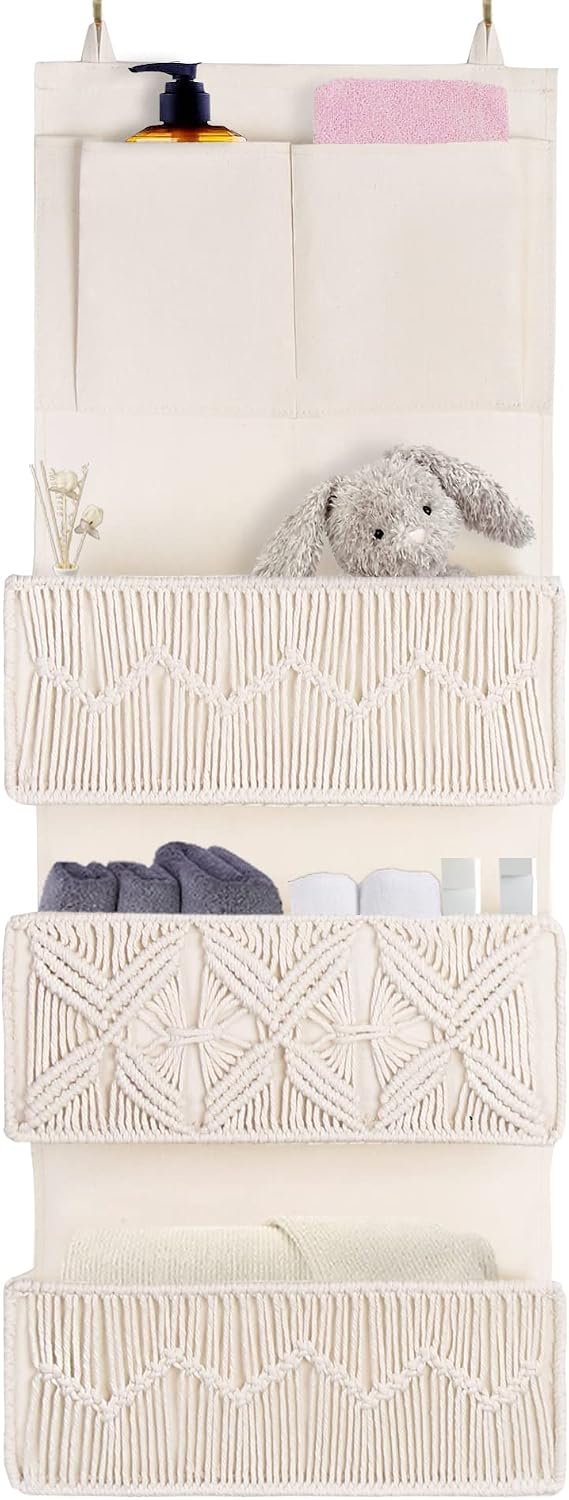 Organiz. macramé 3 bolsillos detrás de puerta