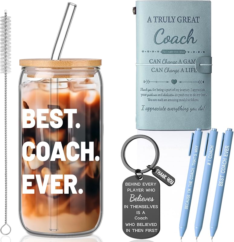 Set 6 regalos Navidad entrenadores con taza vidrio y cuaderno cuero