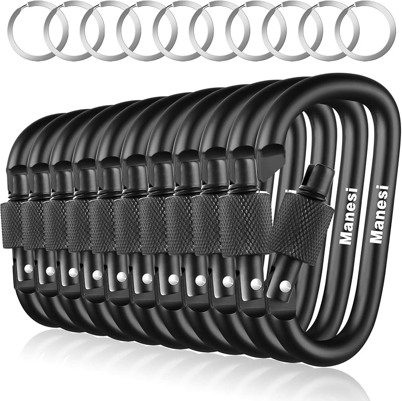 Clips mosquetón aluminio 3pulg forma D paquete 10