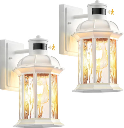 2 Luces Sensor Movimiento Exteriores Led Vidrio Templado
