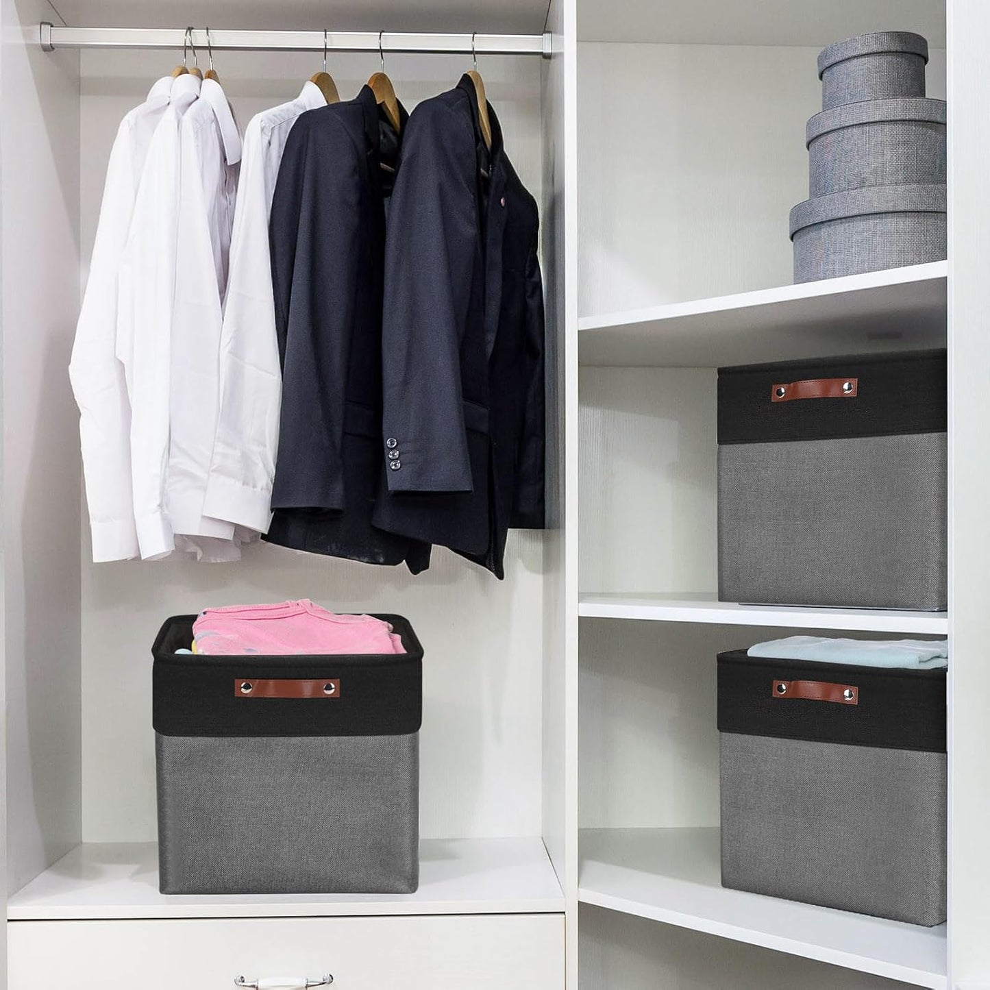 4 Cestas Plegables Tela 13x13" para Organizar Hogar