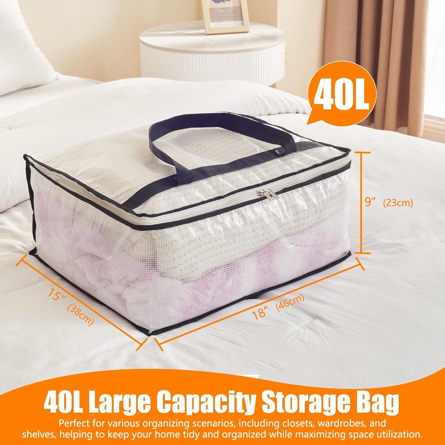 Bolsas almacenamiento transparentes 40L para mantas ropa
