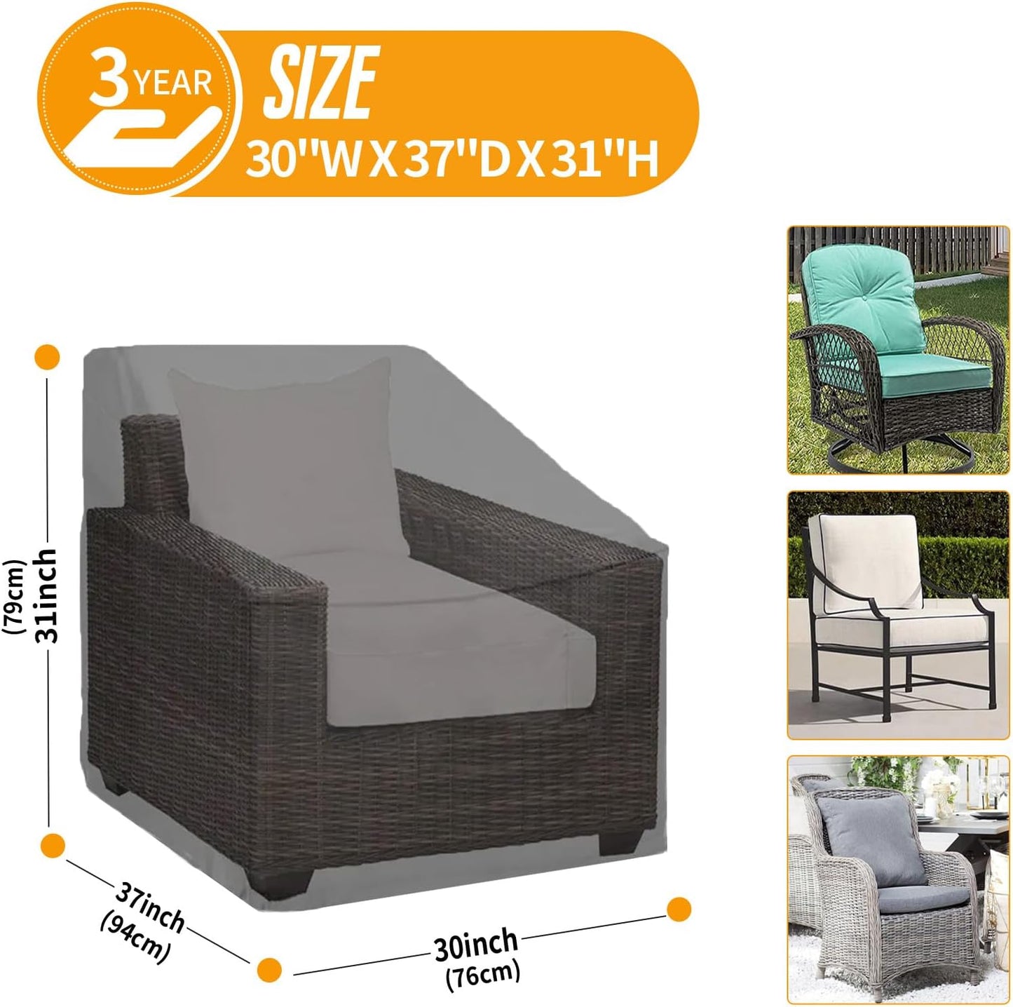 Fundas impermeables sillas patio 2 pzas 30x37pulg anti UV