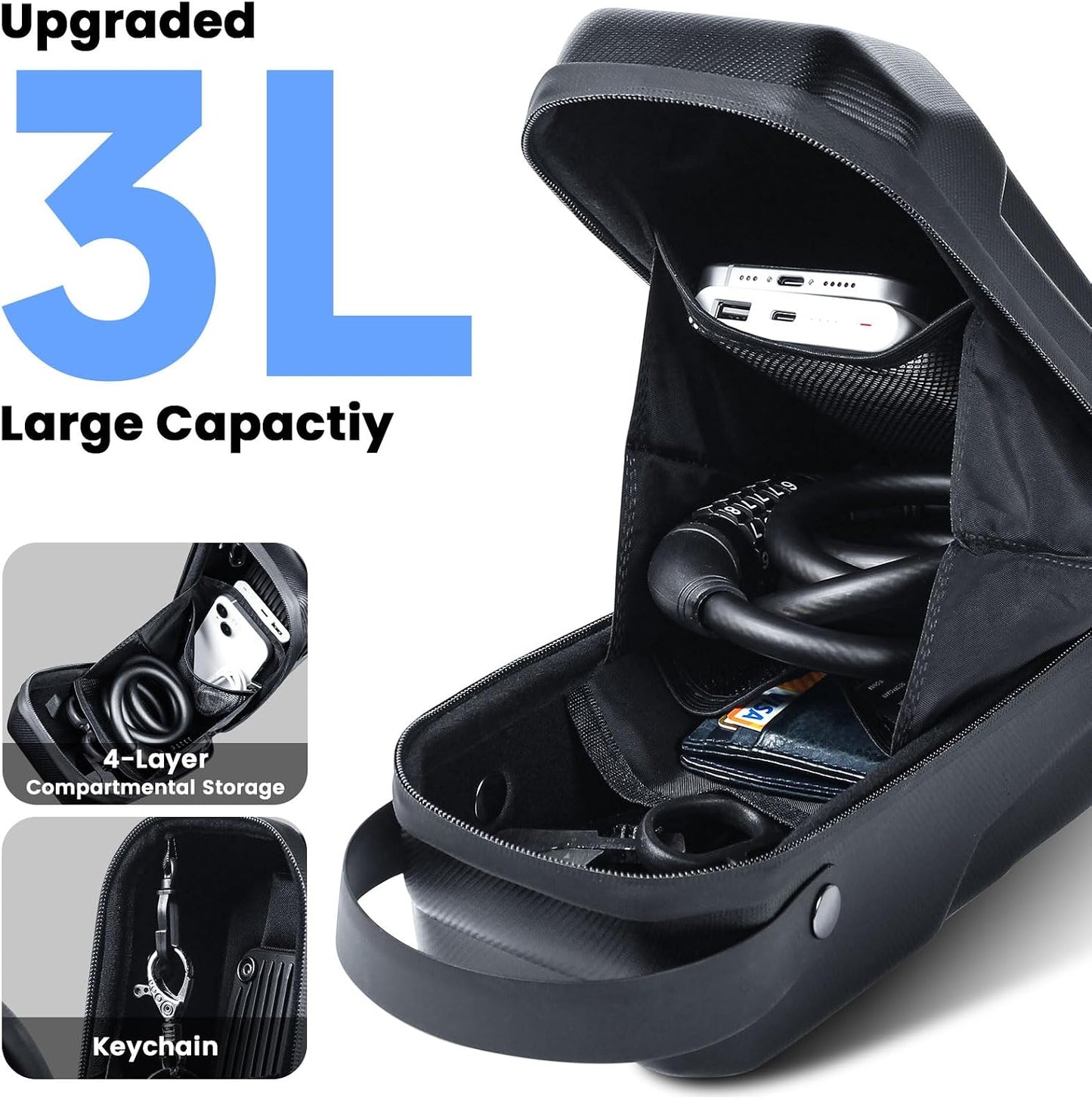 Bolsa scooter XL 3L impermeable con asa y cerradura