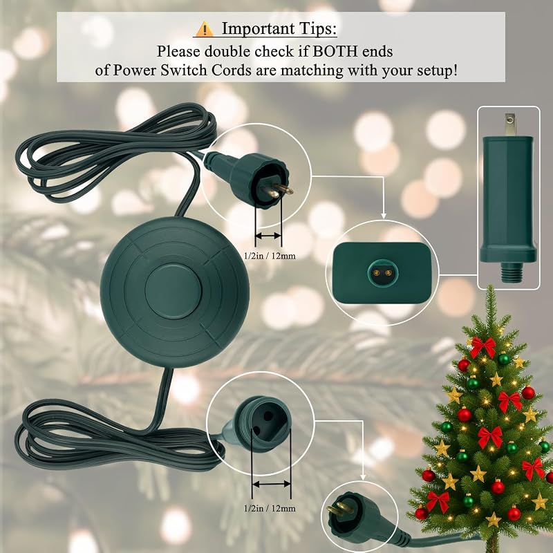 Cable alimentación 6ft 8 modos luz navidad impermeable