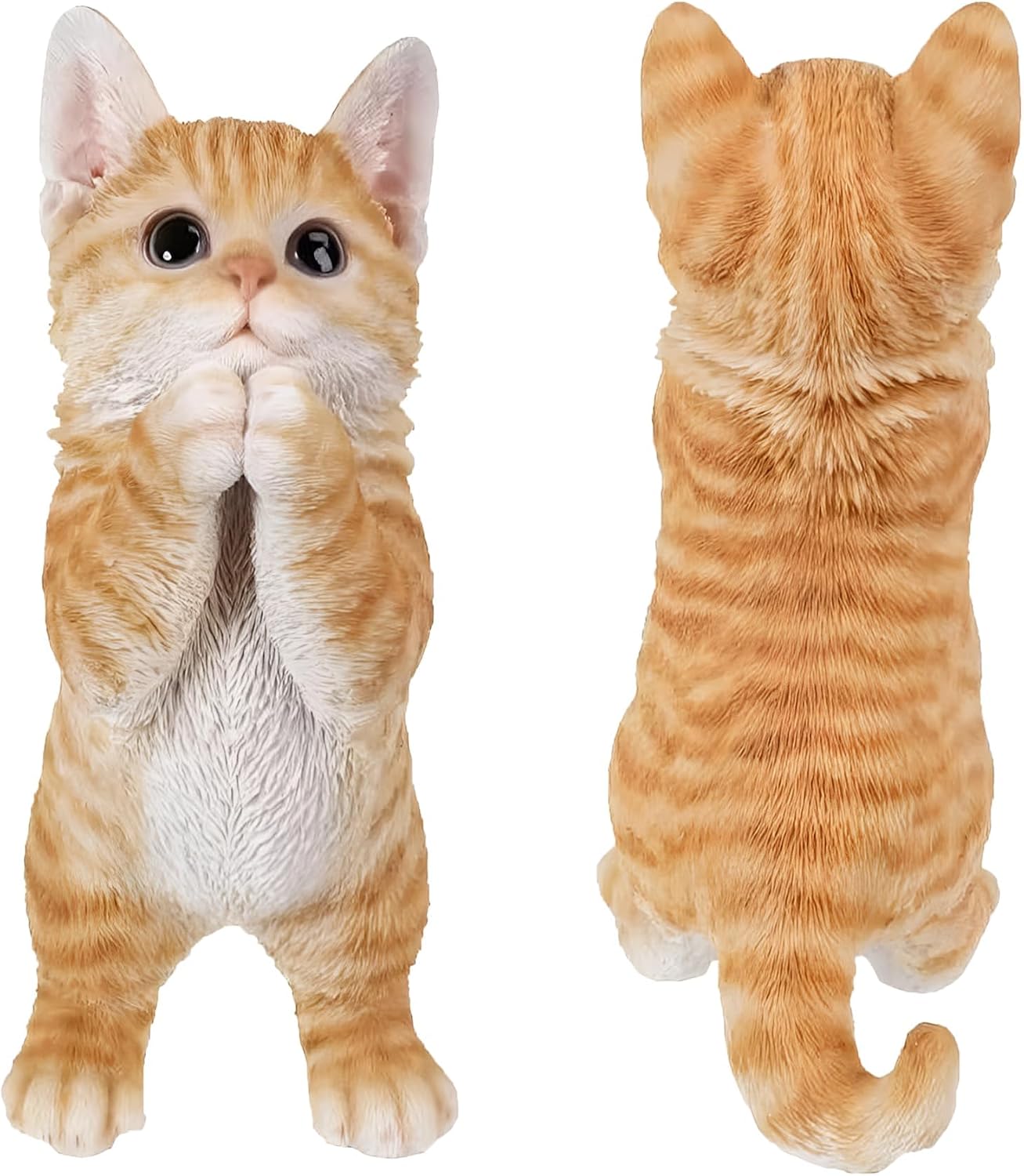Figura gato rezando decoración jardín patio naranja