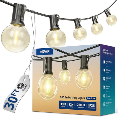Tira luces LED exteriores 30ft 13 bombillas G40 impermeables