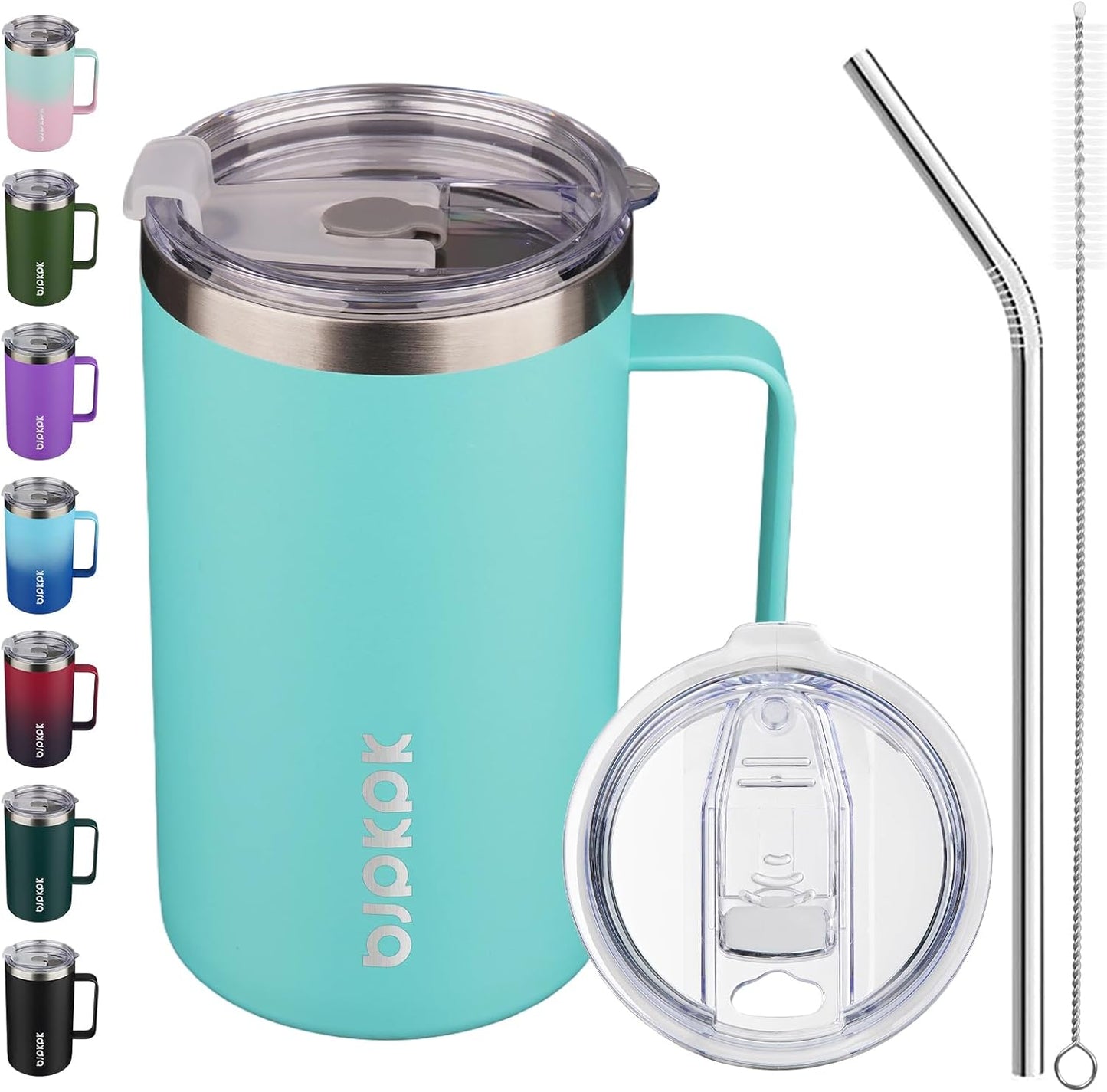 Taza café acero inox doble pared 25oz con 2 tapas sin BPA