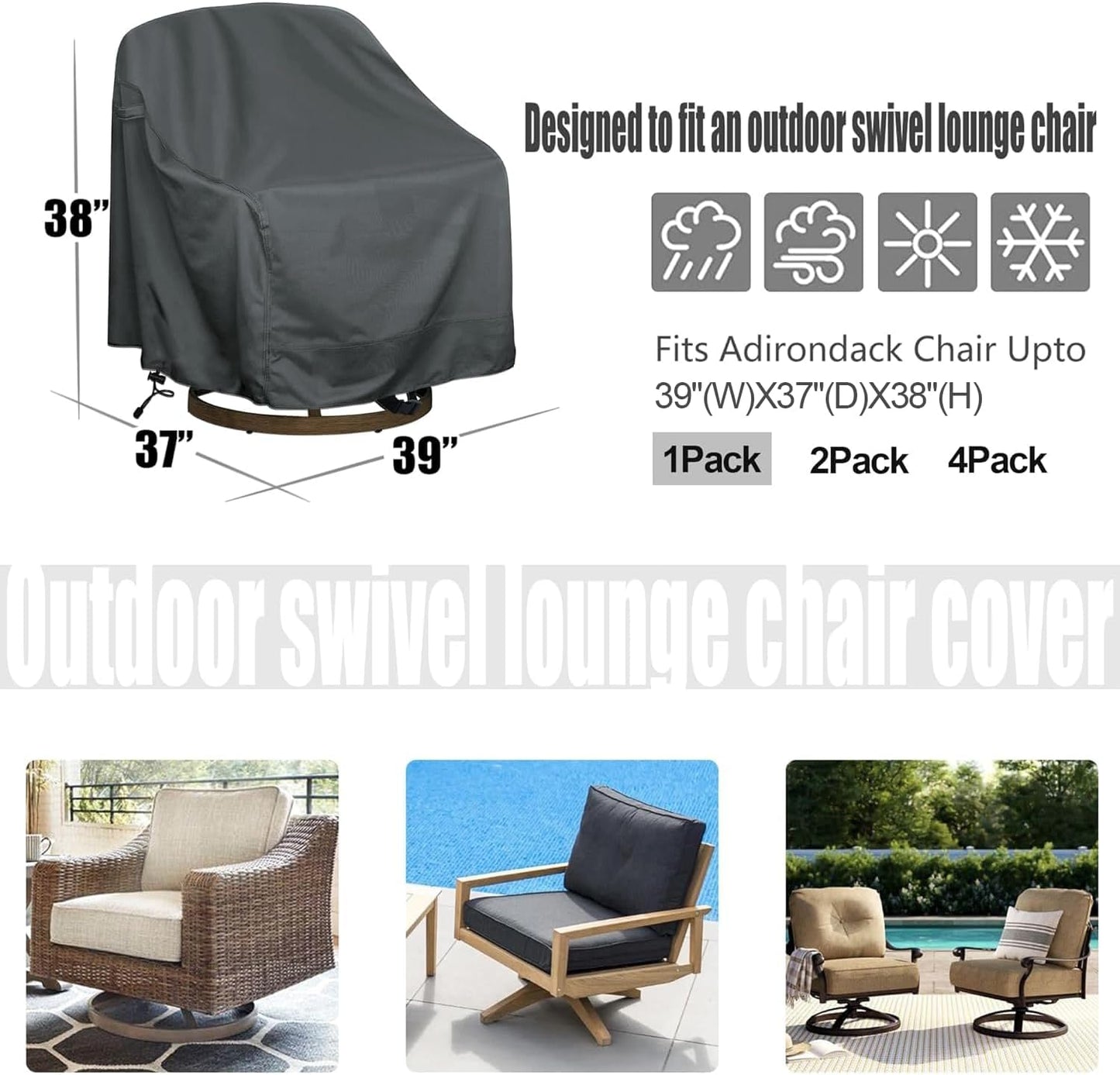 Funda silla patio impermeable 39x37"