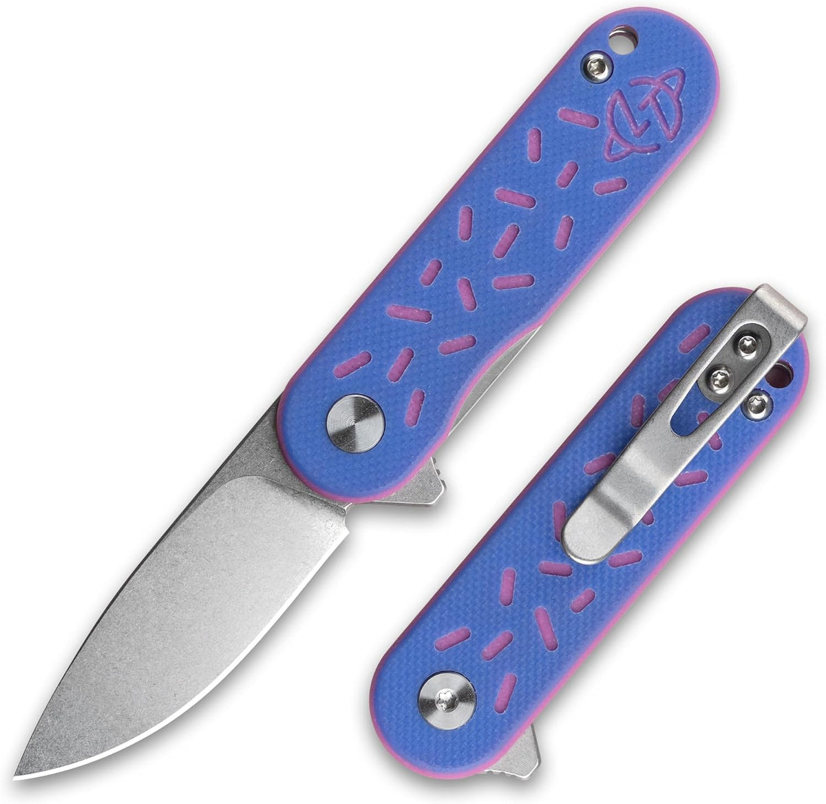 Cuchillo plegable mini D2 G10 blanco con clip uso diario