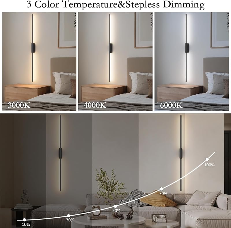 2 Apliques Pared 39.4" Recargables 3 Colores con Control