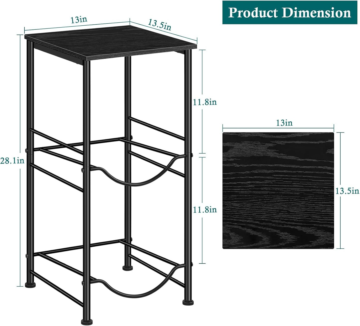 Soporte botellas 5gal estante 2 niveles negro cocina